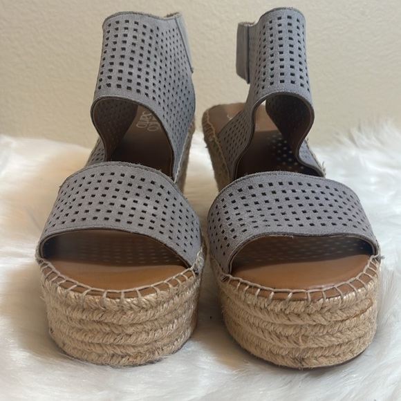 Franco Sarto Grey Wedge Open Toe Sandal - Picture 7 of 10